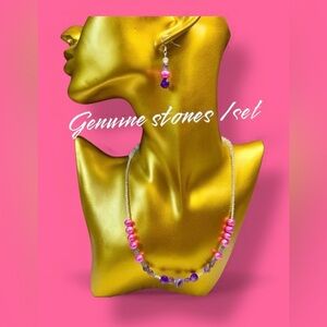 2pc set-Stunning genuine amethyst, tanzanite, fresh water pearl/sterling silver